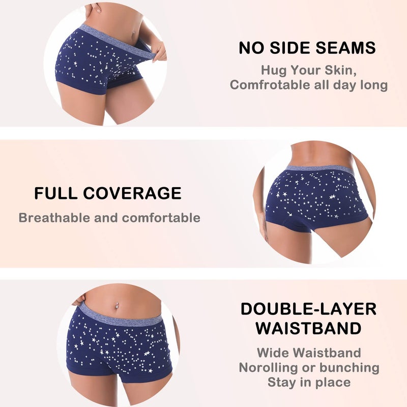 DEEP TOUCH Womenâ€™s Boyshort Underwear Seamless Boxer Panties No Show boyshort Panty Breathable Stretch Boxer Briefs for Ladies 5 Pack - Image 3